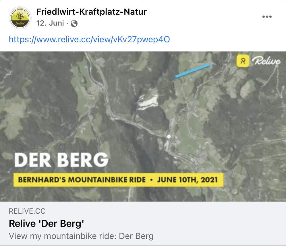 Facebook-PostFriedlwirt Kraftplatz Natur Mountainbike-Tour