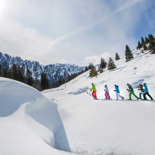 Winter Schneeschuhe Winterwandern Gruppe